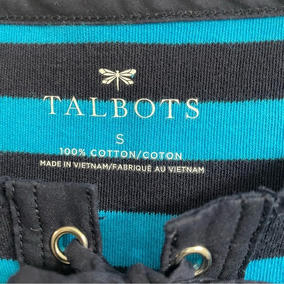 Talbots Blue Striped 100% Cotton Dress Size Small Resort Nautical Beach Lake - Picture 2 of 4